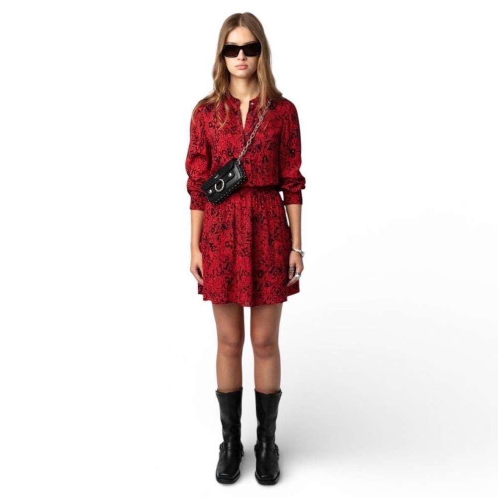 Zadig and Voltaire red and black crimson mini dress